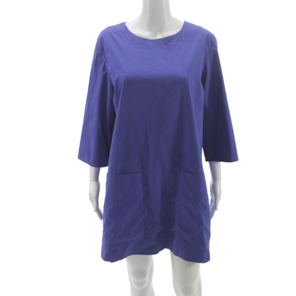 Roberta Freymann Women Shift Dress Blue 3/4 Sleeve Knee Length Size M